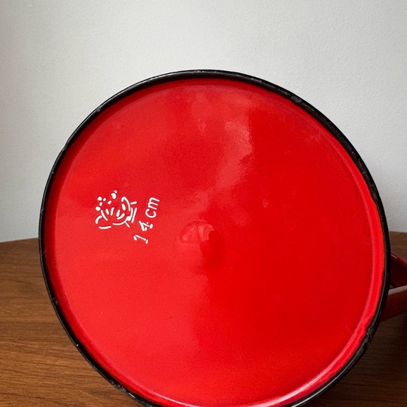 Classic Red Enamel Coffee Pot with Handle - Picture 2 of 11